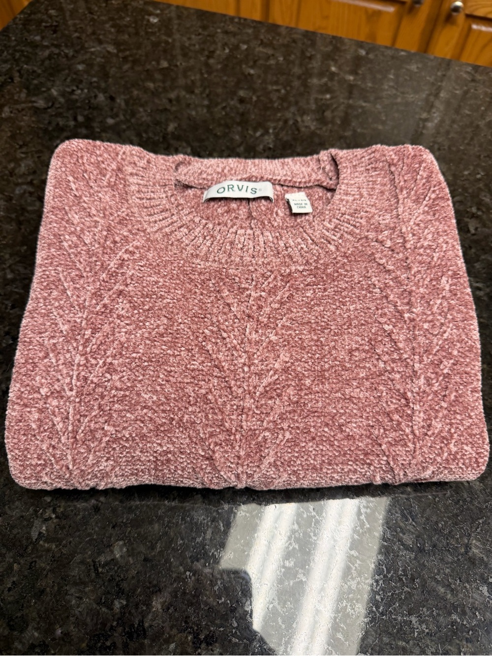 Orvis Dusty Rose Chenille Cable Crewneck Sweater